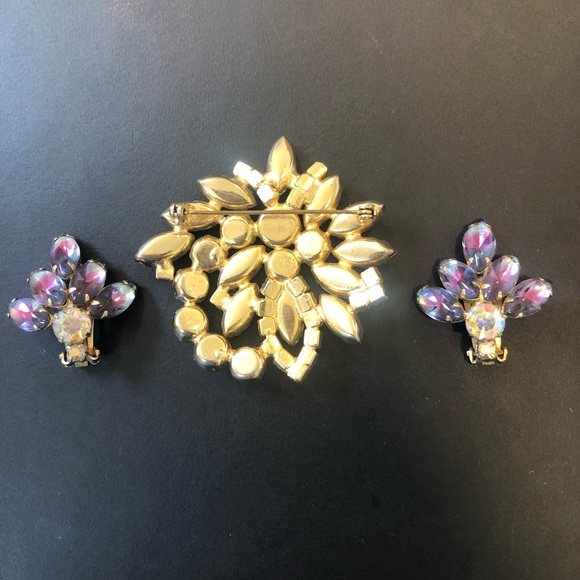 ❤️ Vintage Iridescent Brooch & Earrings Set - Picture 8 of 11